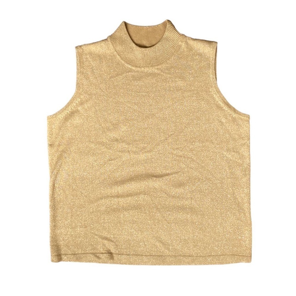 00s Gold Mock Neck Sleeveless Sweater (M)